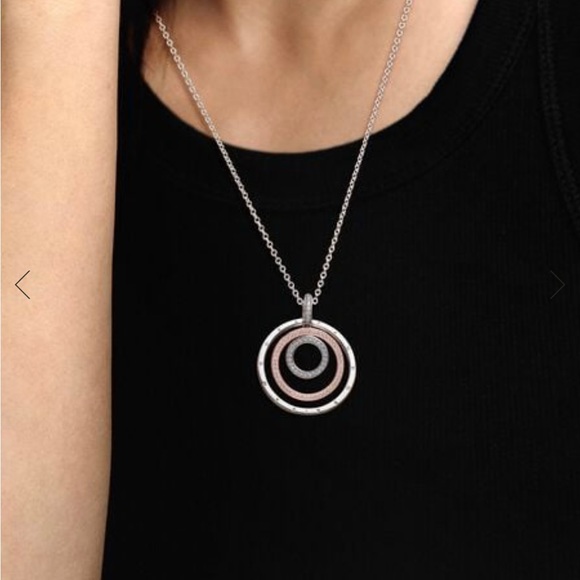 Pandora Two Tone Circles Pendant & Necklace - Picture 6 of 6